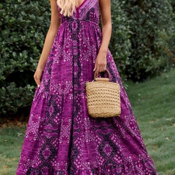 Bohemian Boho Gypsy Ruffle Cami Maxi Dress RED - Picture 10 of 16